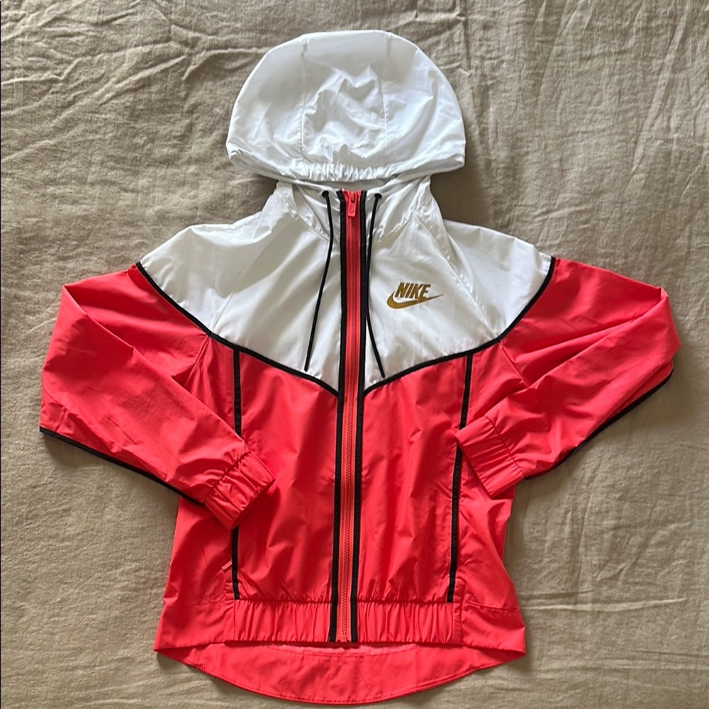 Nike Red and White Hooded Jacket